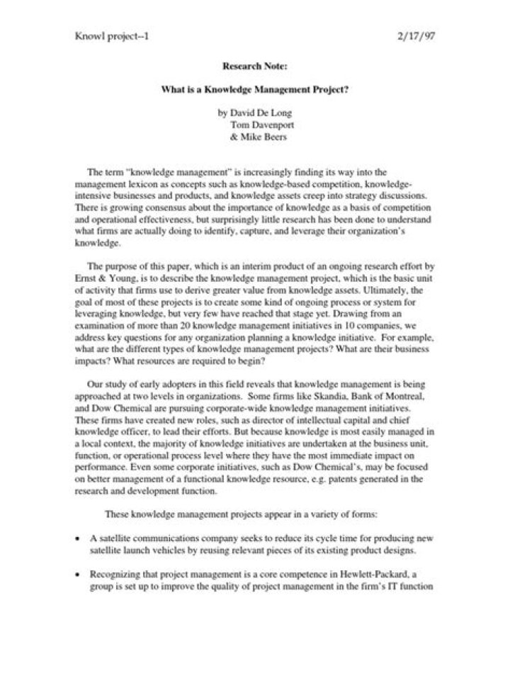 Effective Knowledge Management Project PDF Guide