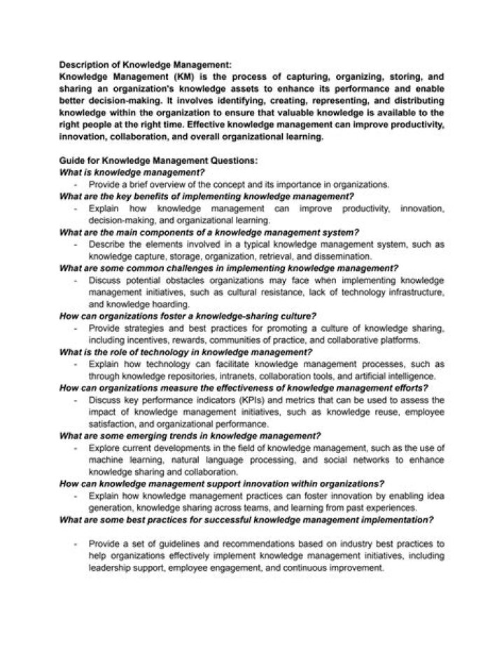 Knowledge Management Questions & Answers PDF Guide