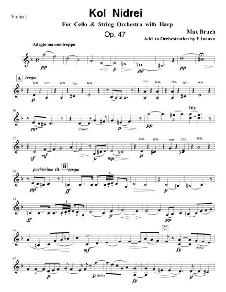 Kol Nidrei Cello Sheet Music PDF – Free Download