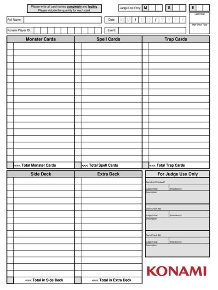 Complete Konami Deck List PDF – All Cards Compiled