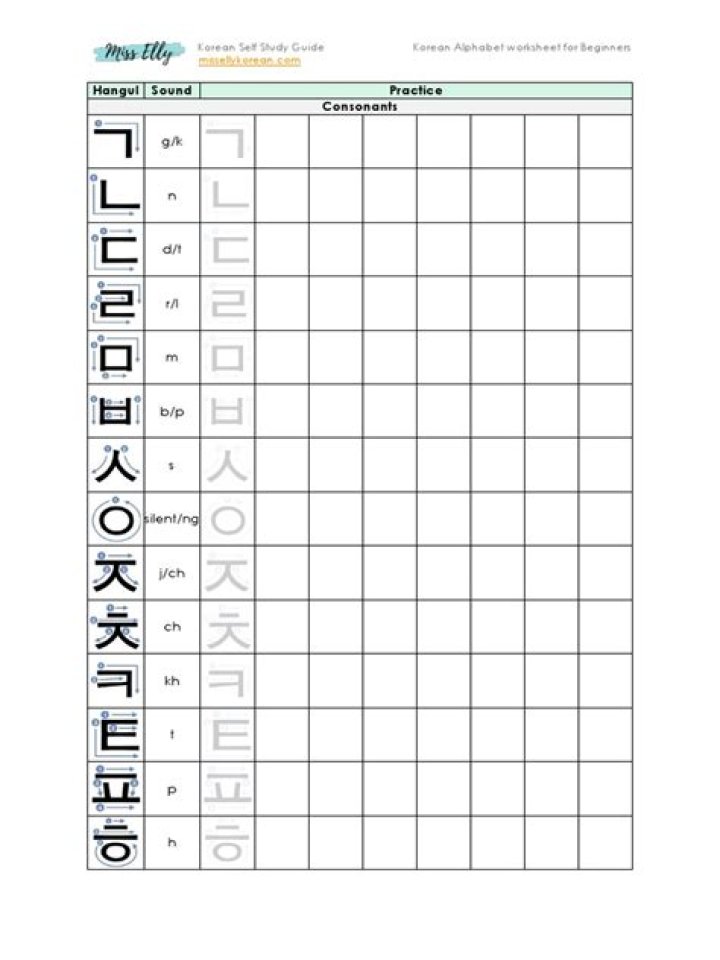 Korean Writing Worksheets PDF: Learn Korean Handwriting & Character Practice