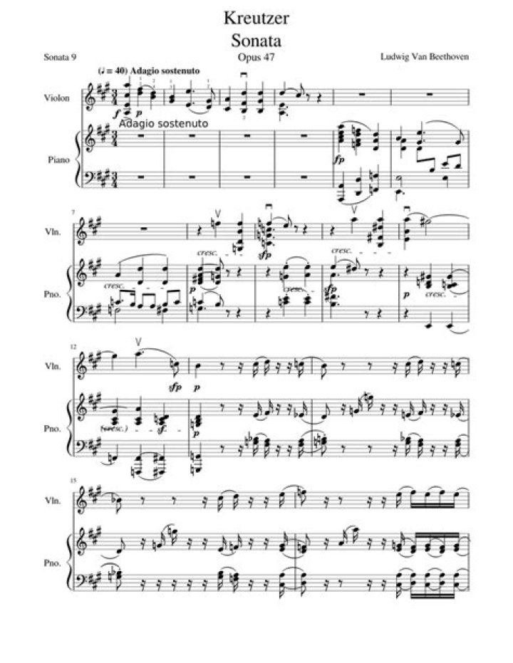 Kreutzer Sonata Sheet Music PDF – Download Complete Piano Score