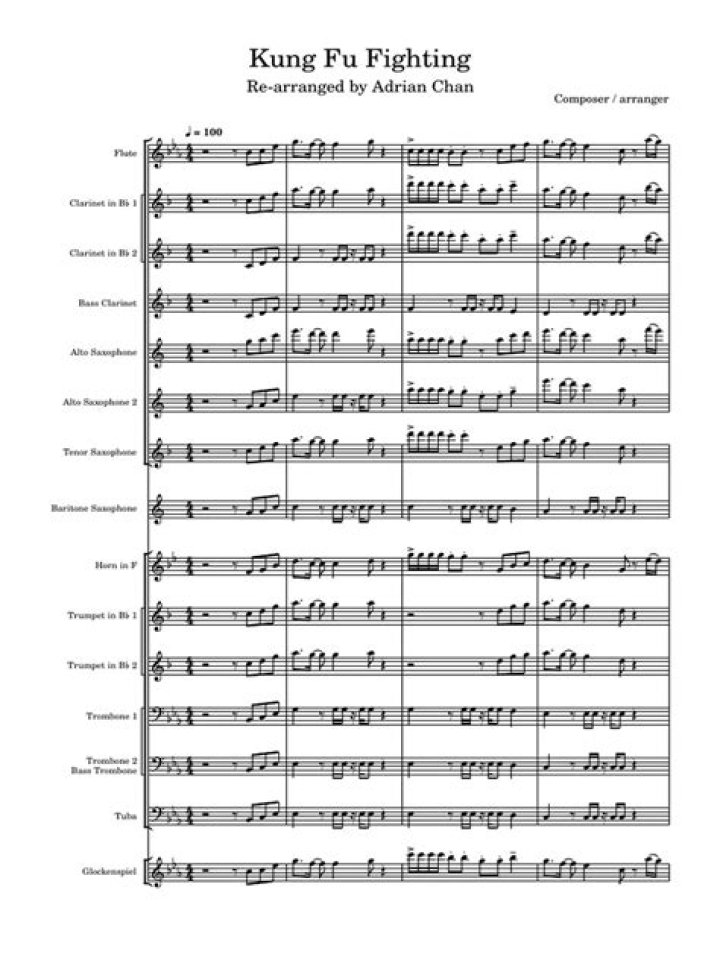 Kung Fu Fighting Sheet Music PDF – Download Free Fight Rhythm Scores