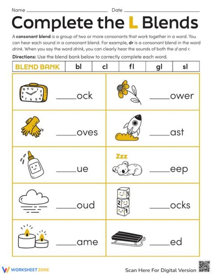 Free L Blend Worksheets PDF – Printable Phonics Practice for Kids