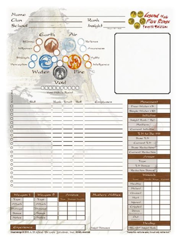 Editable L5R Character Sheet PDF – Customize Any L5R Character