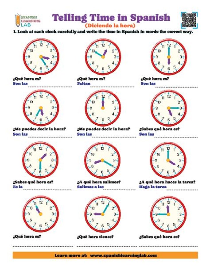 La Hora Spanish Worksheet PDF – Free Downloadable Practice