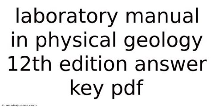 Physical Geology Lab Manual 12th Edition Answer Key PDF