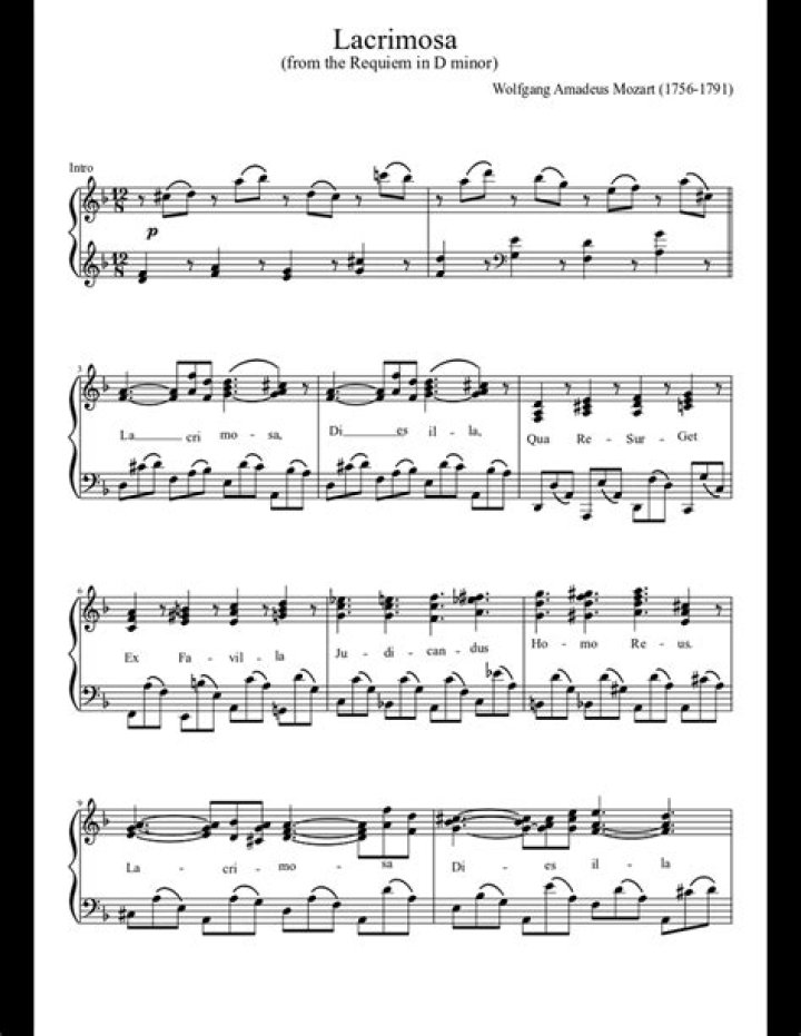 Download Lacrimosa Mozart Sheet Music PDF – Free Sheet Music