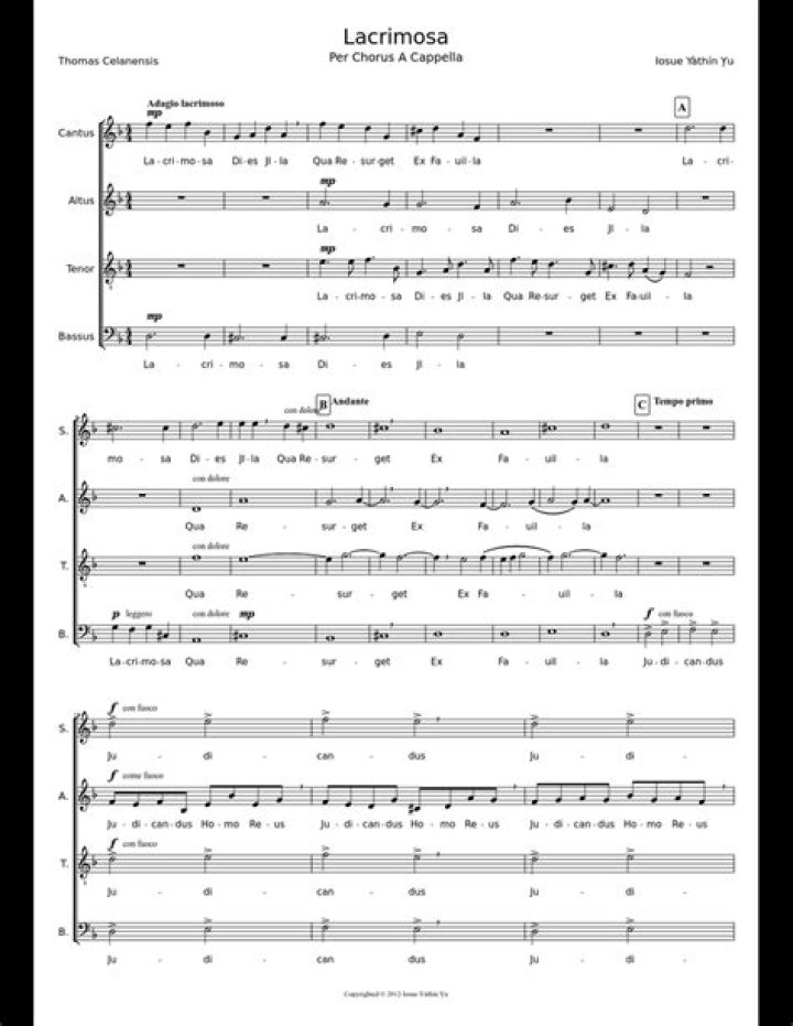 Lacrimosa Sheet Music Choir PDF – Perfect for Sacred Performances
