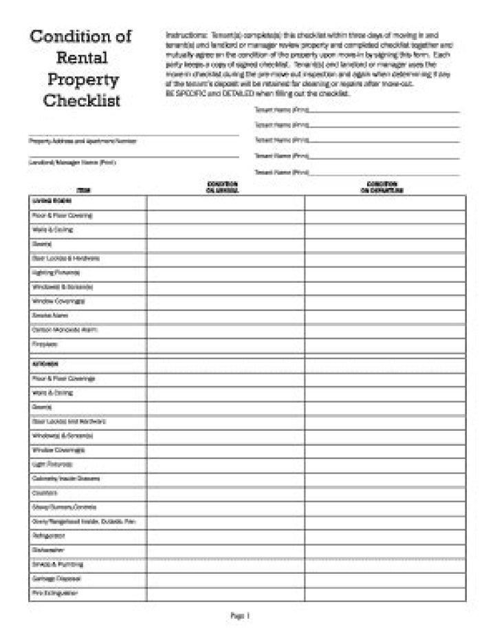 Landlord Itemized Damage List Template PDF for Rentals