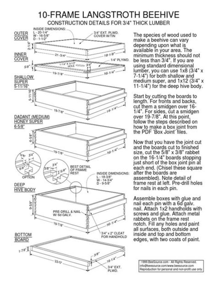 Langstroth Beehive Frame Plans PDF – Download Free Construction Blueprints