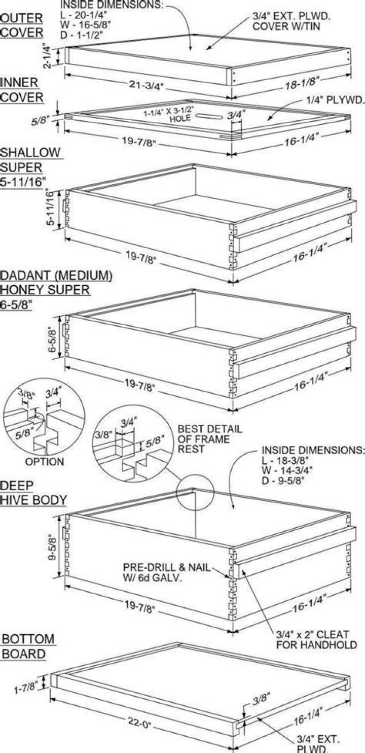 Langstroth Beehive Plans with Metric Dimensions in PDF Format