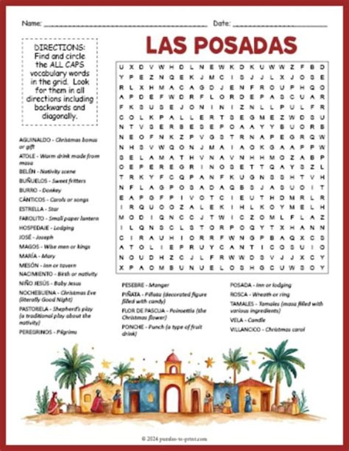 Las Posadas Worksheet PDF Download – Free Printable Religious Activity