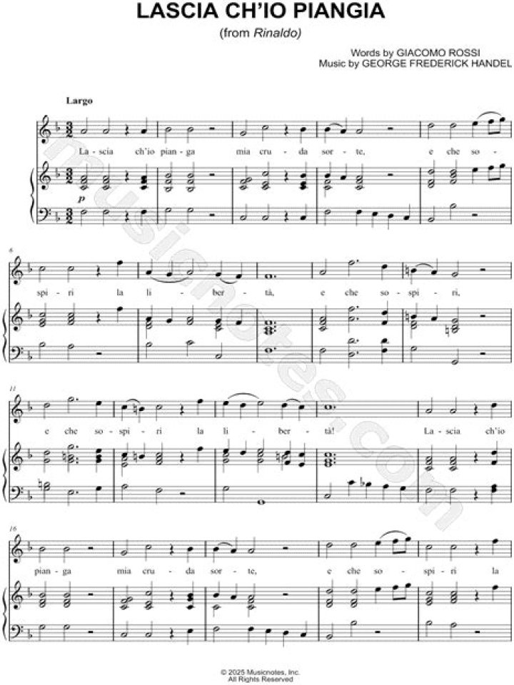 Lascia Ch'io Pianga Sheet Music in F Major PDF Download