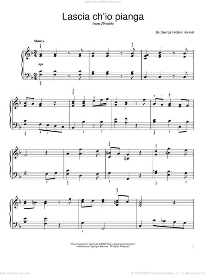 Free Lascia Ch'io Pianga Sheet Music PDF – Download Now
