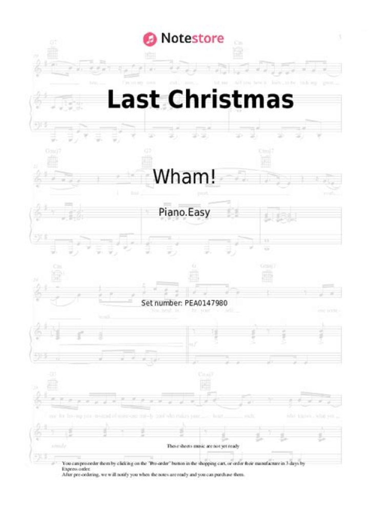 Free Last Christmas Piano Sheet PDF – Instant Download
