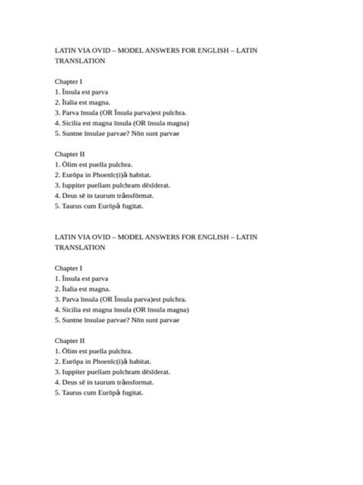 Latin via Ovid: Official Answer Key PDF Download