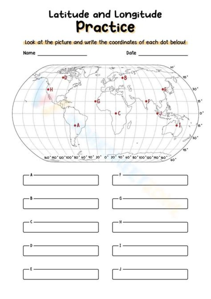 Latitude and Longitude Worksheets with Answers PDF for Grade 5