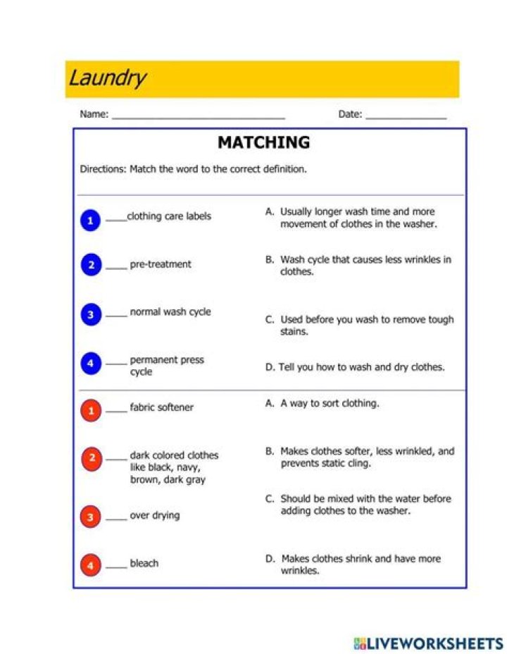 Free Laundry Worksheet PDF for Easy Folding & Sorting