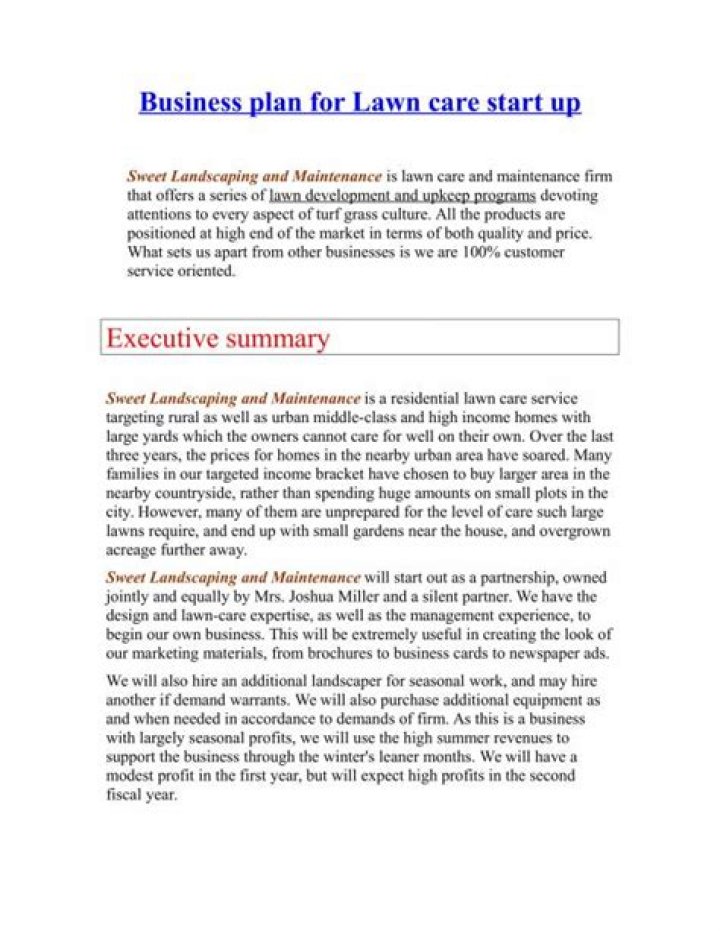 Lawn Care Business Plan Sample PDF – Free Download