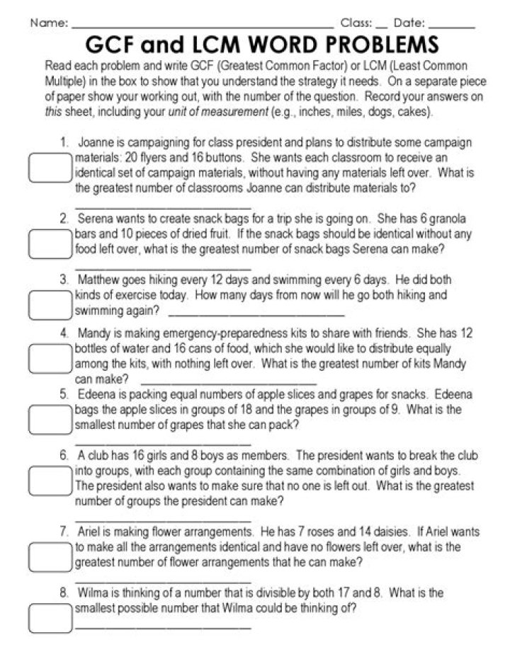 LCM Word Problems with Answers PDF | Step-by-Step Guide