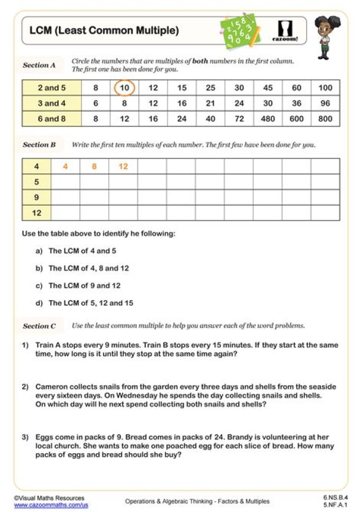 Free LCM Worksheet for Class 5 PDF – Instant Printable Practice