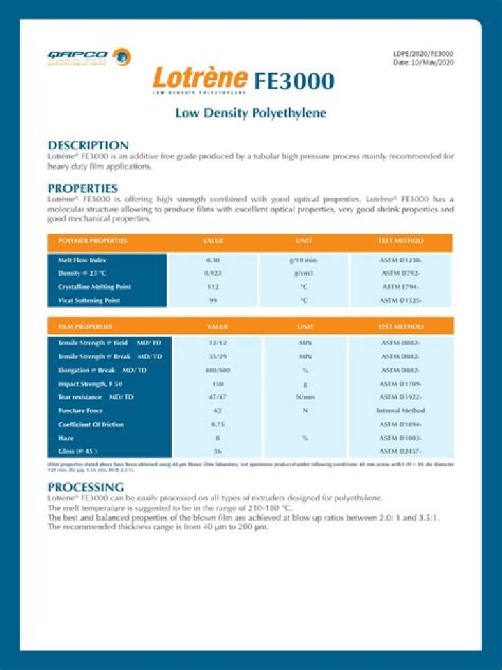 LDPE Data Sheet PDF – Technical Specifications & Download