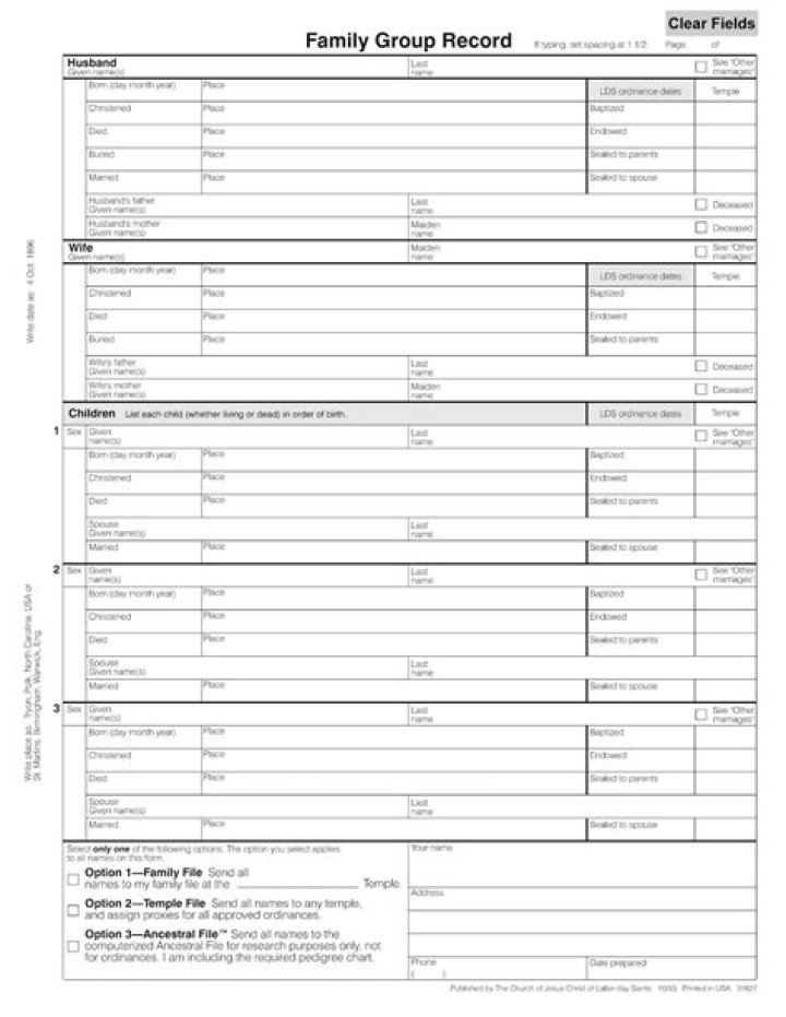 LDS Family Group Sheet PDF – Download Free Template