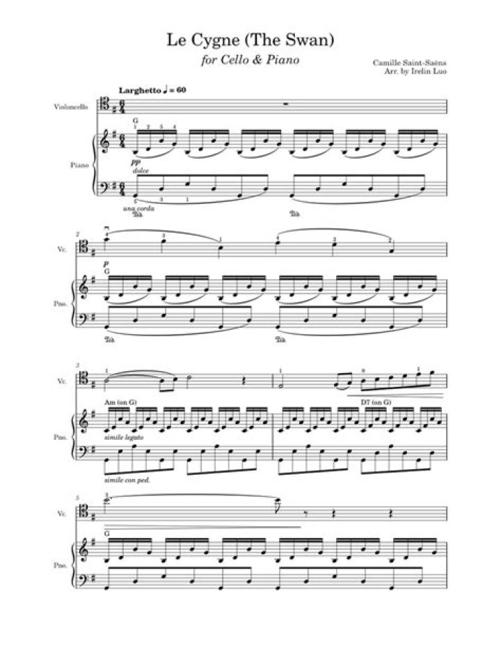 Le Cygne Cello Sheet Music PDF – Download Full Score & Play Instantly