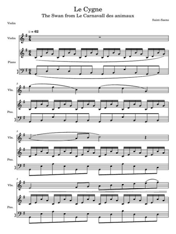 Le Cygne Violin Sheet Music PDF Download – Easy Sheet Music for Masterpiece