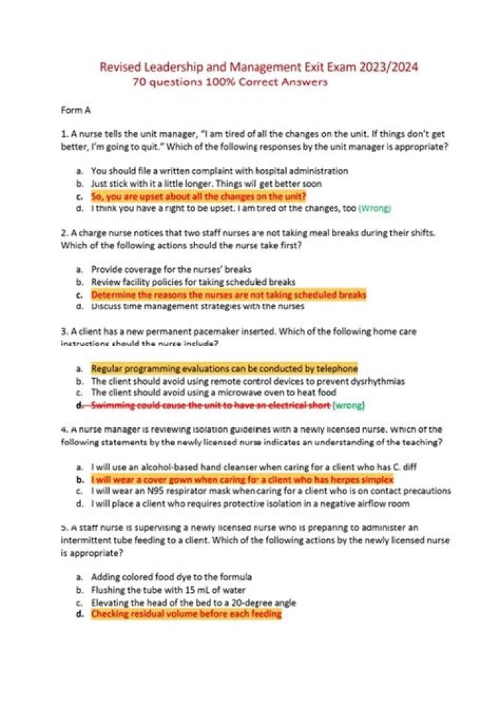 Leadership and Management Exam Questions and Answers PDF Guide