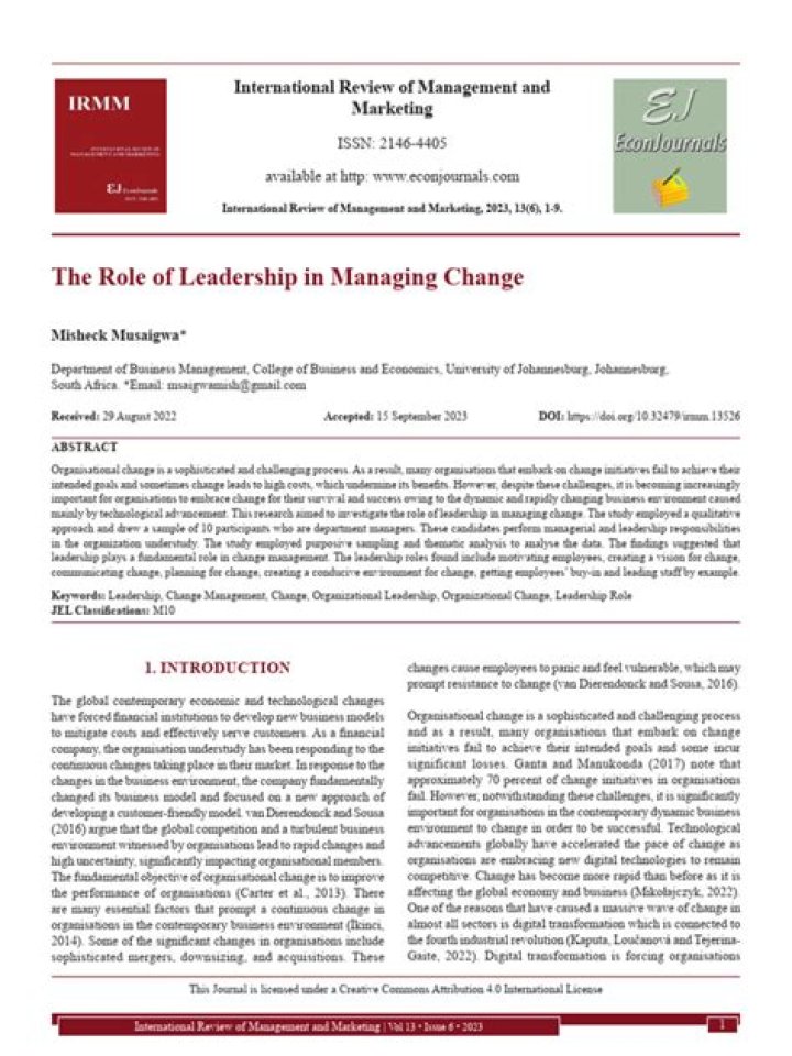 Leading and Managing Change: Essential PDF Guide