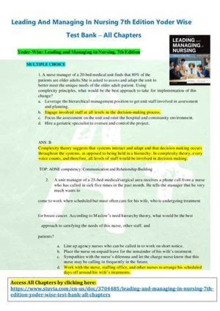 Leading and Managing in Nursing 7th Edition: Free PDF Guide