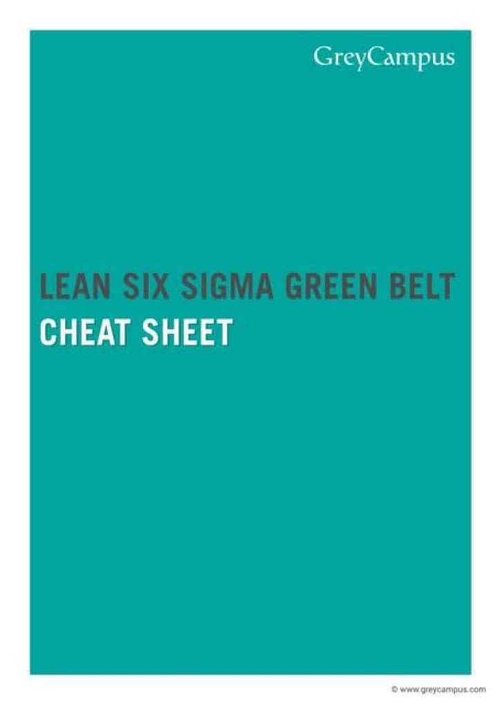 Lean Six Sigma Green Belt Cheat Sheet PDF: Quick Study Guide
