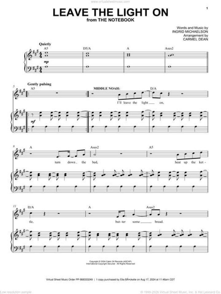 Leave the Light On: Download Notebook Sheet Music PDF Easily