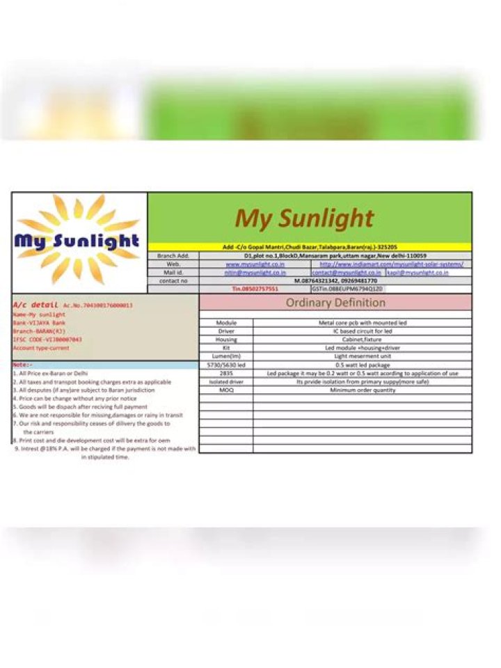 LED Bulb Raw Material List PDF – Full Raw Materials & Composition