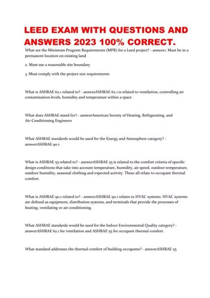 LEED Exam Sample Questions PDF – Free Practice Tests & Answers