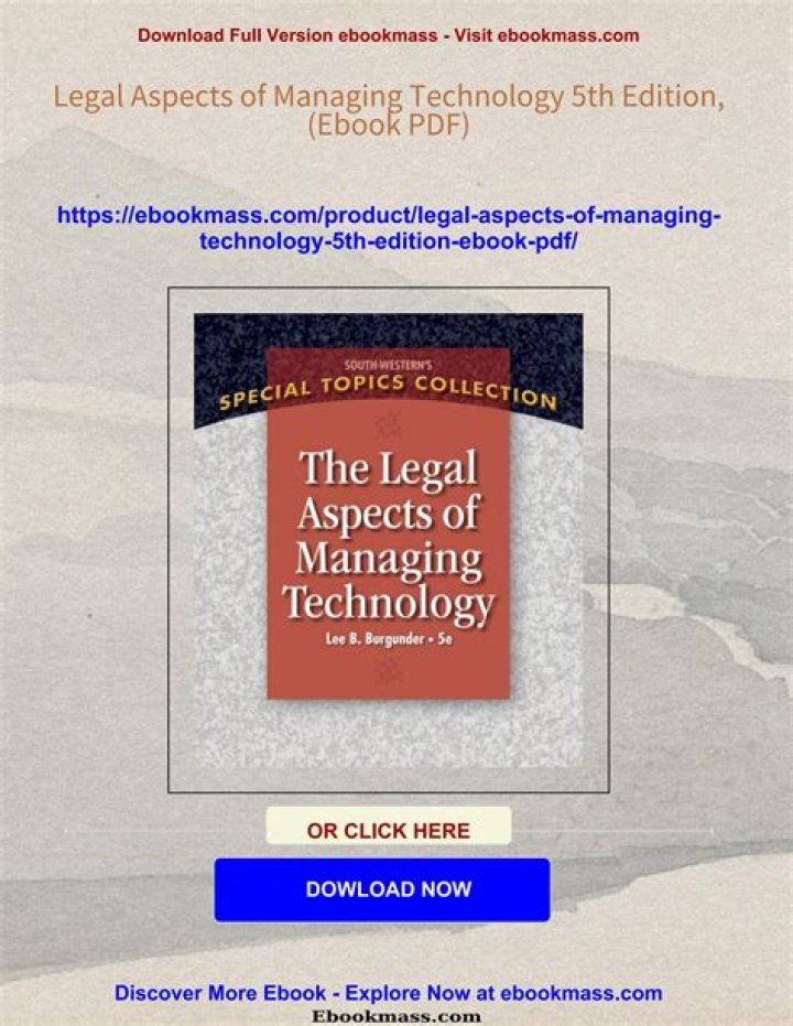 Legal Aspects of Managing Technology: 5th Edition PDF Guide