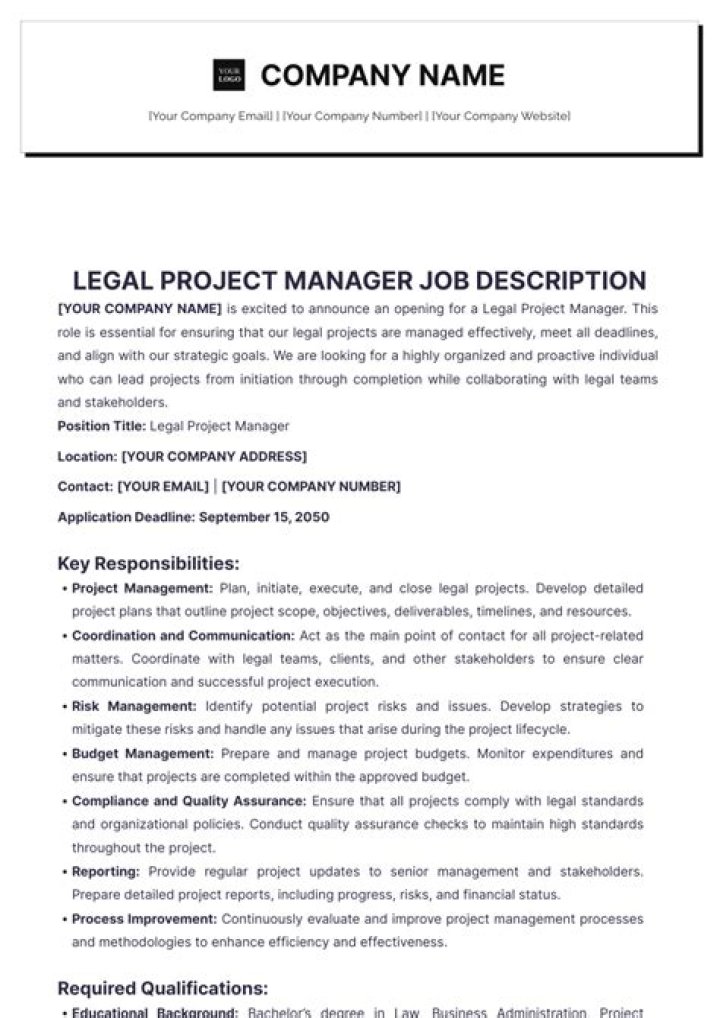 Legal Manager Job Description PDF: Full Career Guide