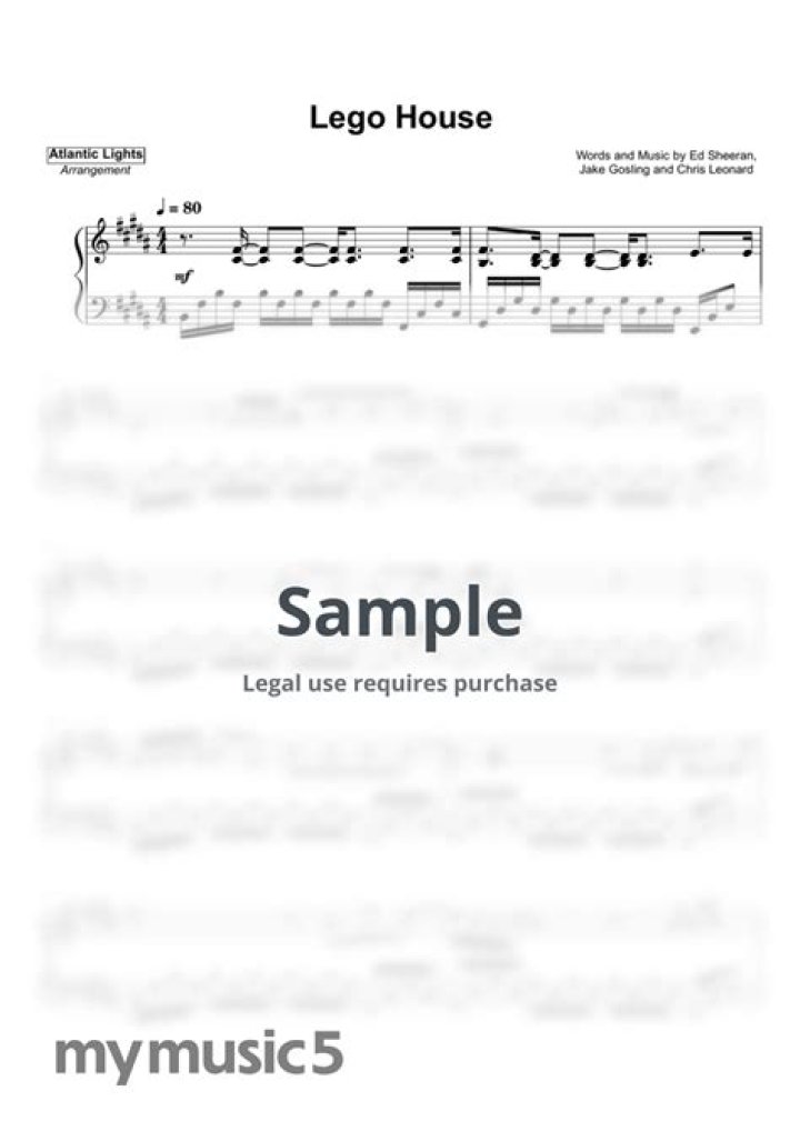 Lego House Sheet Music PDF – Printable Music for Building Fans