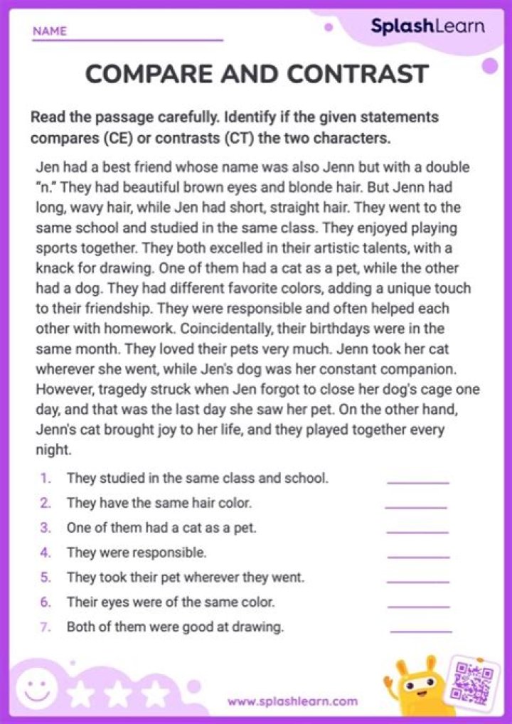 Lesson 18: Comparing and Contrasting Texts – Answer Key PDF