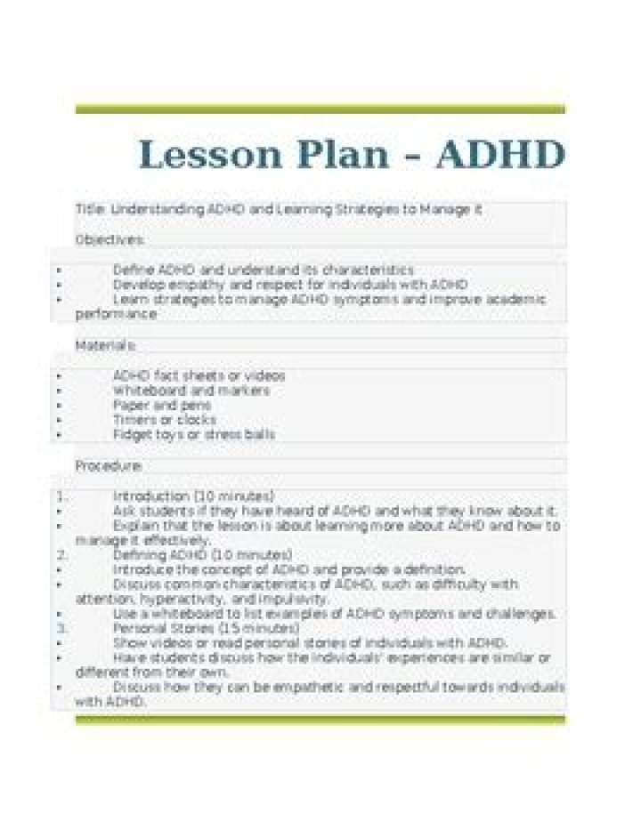 Effective Lesson Plan for ADHD Students PDF: Boost Focus & Learning