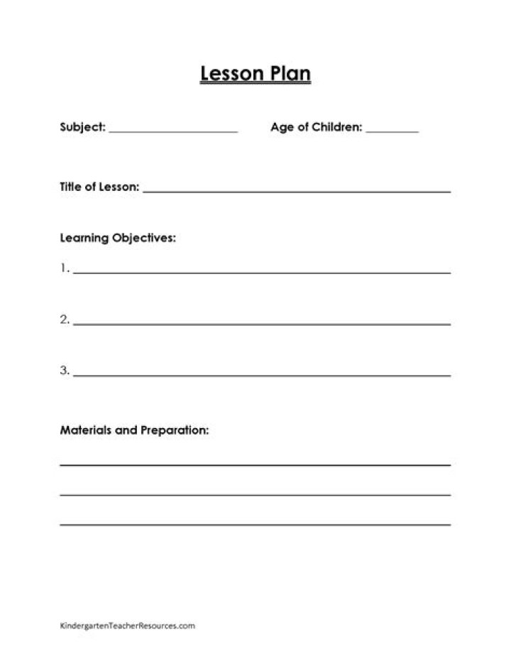 Free Kindergarten Lesson Plan PDF for Teachers