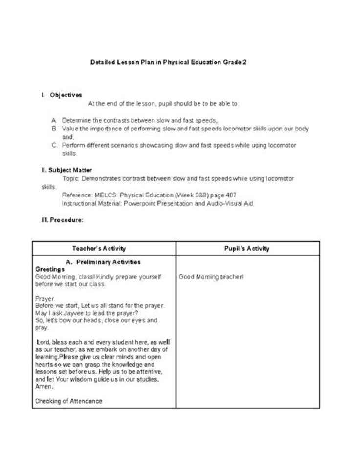 Free Physical Education Lesson Plan PDF for Teachers