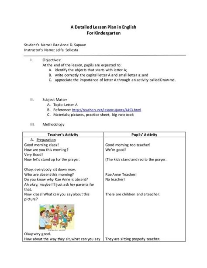 Free Kindergarten English Lesson Plan PDF – Easy & Fun Activities