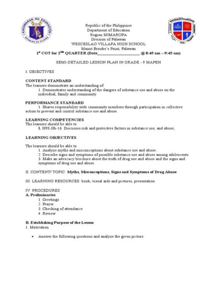 Free Lesson Plan on Drug Abuse PDF for Schools & Educators