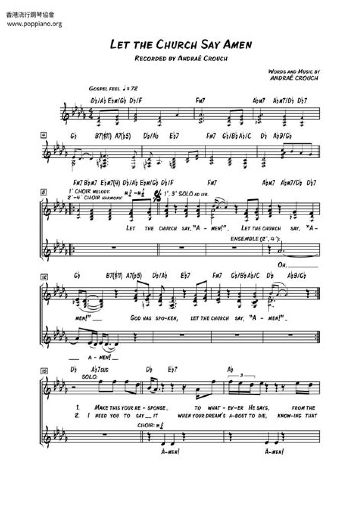 Download Free Church Amen Sheet Music PDF Instantly