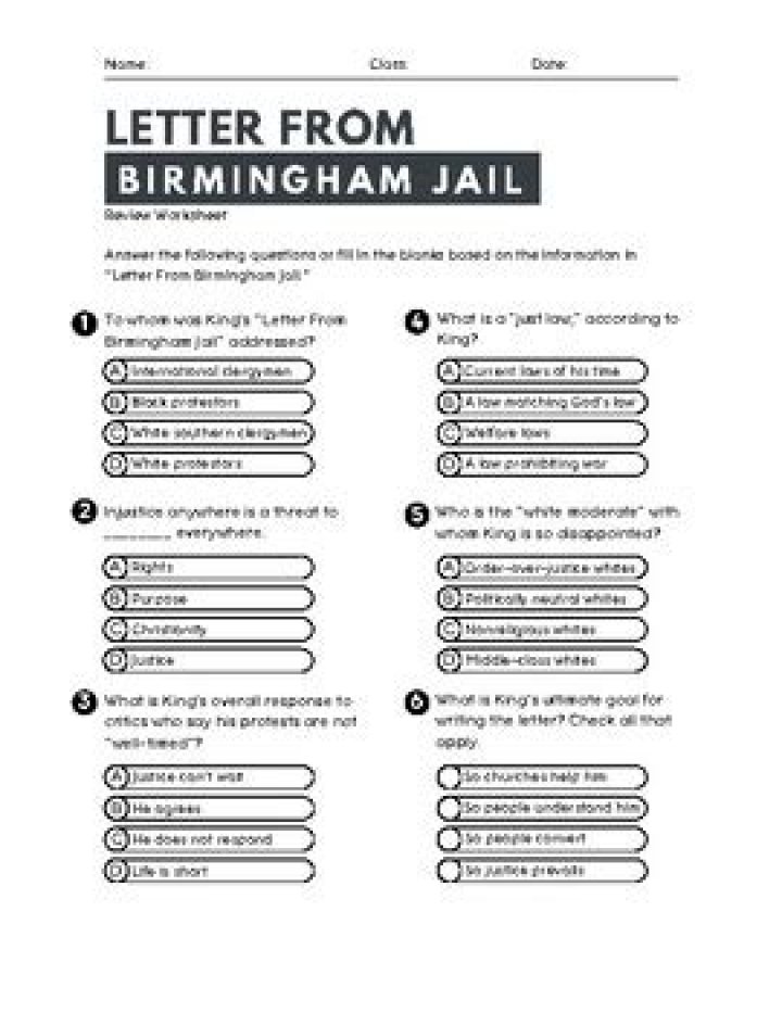 Letter from Birmingham Jail PDF Answers: Legal & Moral Insights