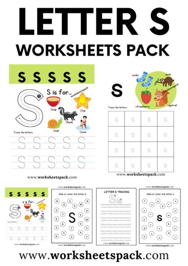 Free Printable Letter S Worksheets PDF for Kids