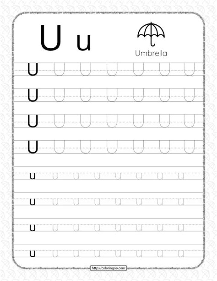 Free Letter U Tracing Worksheets PDF for Preschool Learning